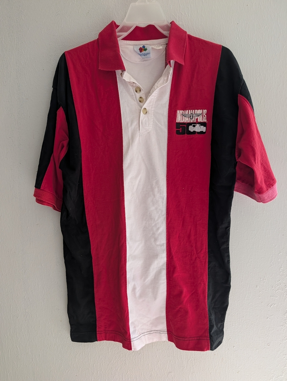 Indianapolis 500 Men's Red, Black & White Striped Polo